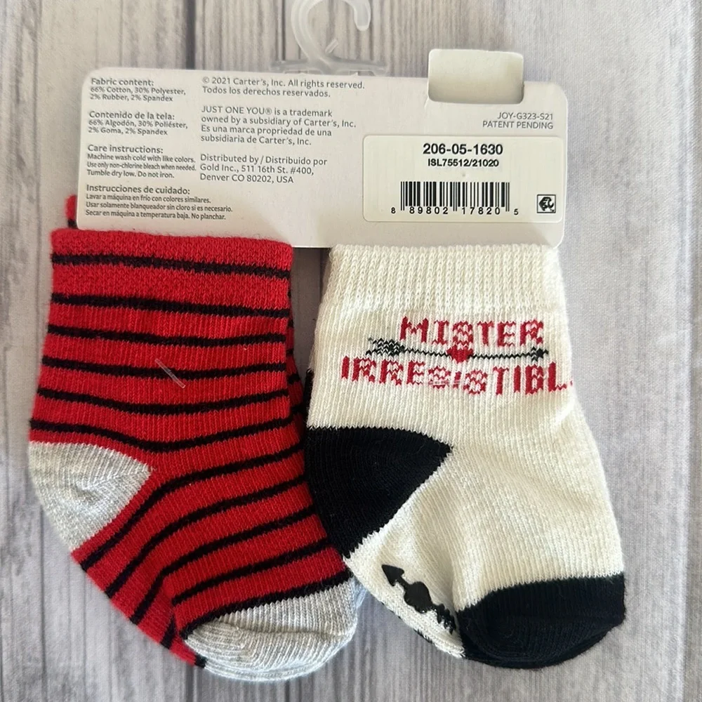 Carters Valentines Baby Boy 2 pack socks 0/6 months